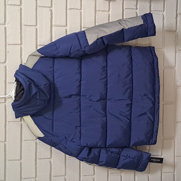 Kenneth Cole New York Blue/Gray Hooded Winter puffer Coat. Size Large NWT - Picture 11 of 16